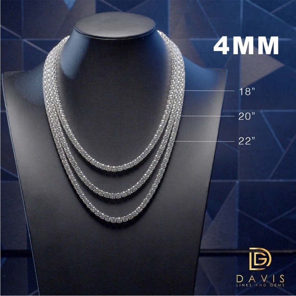 4mm Moissanite Tennis Chain 20 inch Necklace-VVS D-925 Sterling. Passes test. - Picture 13 of 14